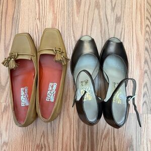 2 used Salvatore Ferragamo shoes (size 7.5B)